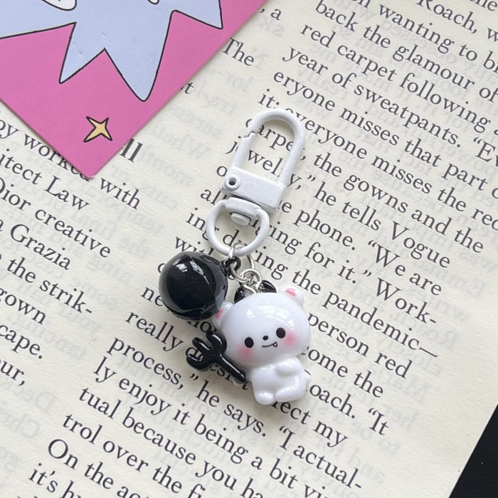 Wholesale Cute Black Bell Keychain Resin Pendant Student Bag Charm MOQ≥2