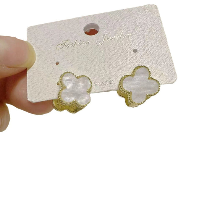 Wholesale Double-sided Silver Needle Four-leaf Clover Earrings JDC-ES-NaY001