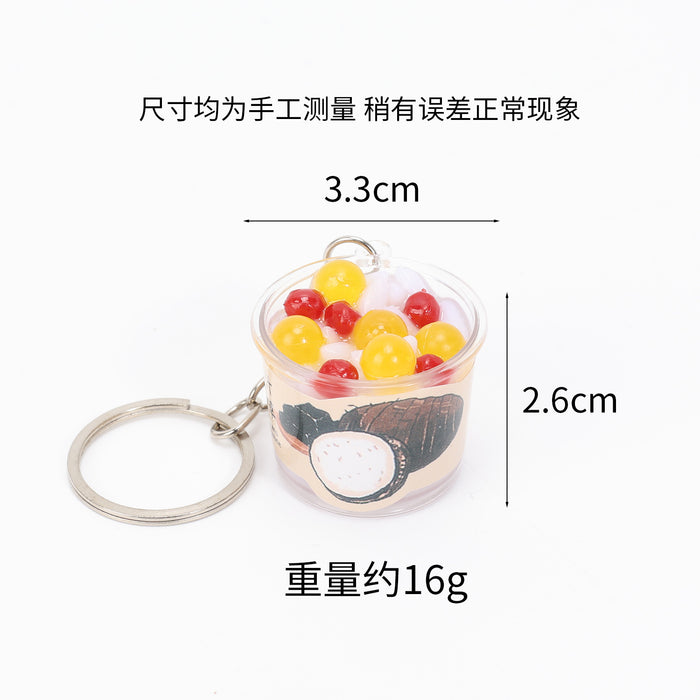 Wholesale Summer Dessert Miniature Food Charm Herbal Jelly Drink Keychain Decorative Bag Accessory Chic Boutique Gift