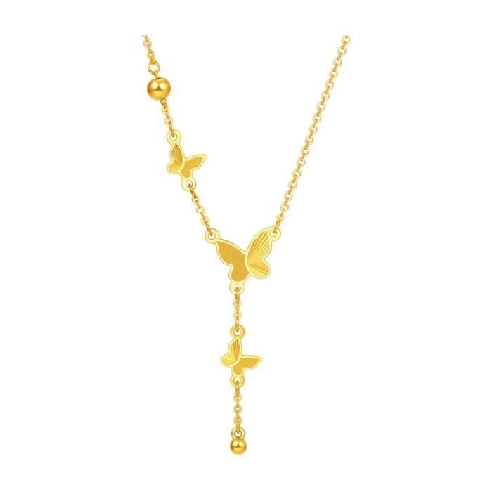 Wholesale Butterfly tassel necklace with niche temperament, simple and luxurious, collarbone titanium steel