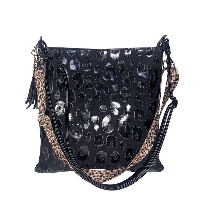 Wholesale Plaid Black Leopard Print Cow Pattern Sunflower Zipper Vertical Crossbody Bag Women' s Shoulder Bag