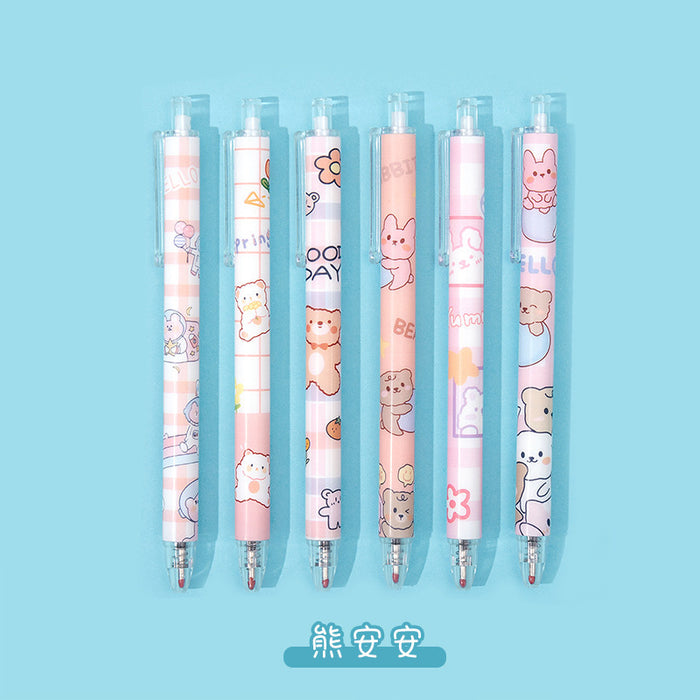 Wholesale Student cartoon press gel pen  cute wind 0. 5 press black sign pen student