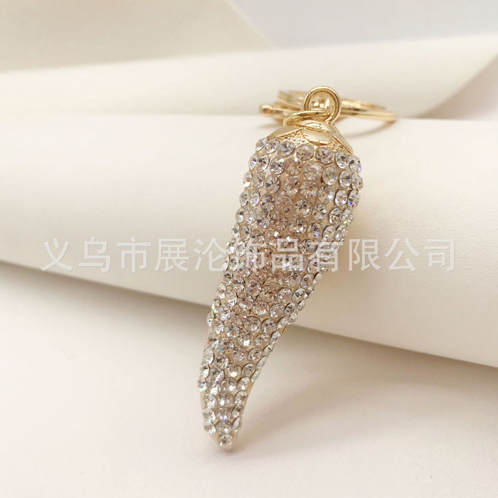 Wholesale Rhinestone Crown Oil Drop Chili Zinc Alloy Keychain JDC-KC-ZhanLun011