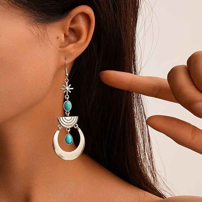 Wholesale 2pcs Retro Bohemian Style Turquoise Earrings