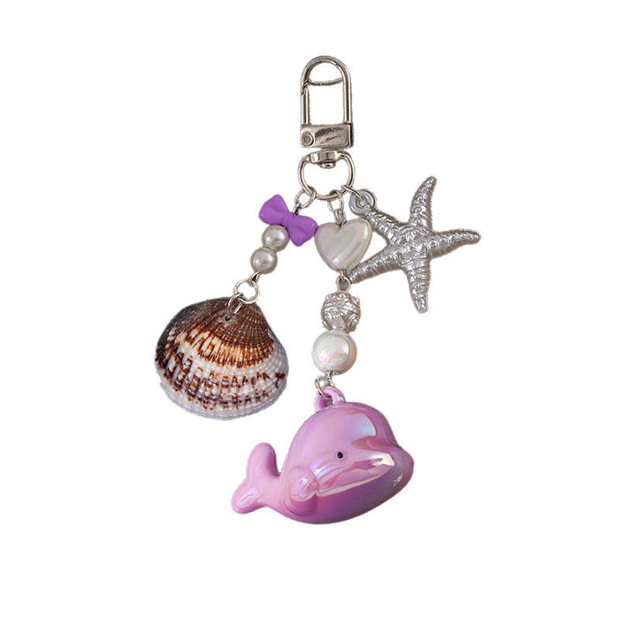 Wholesale Ocean-Style Shell and Whale Keychain Pendant