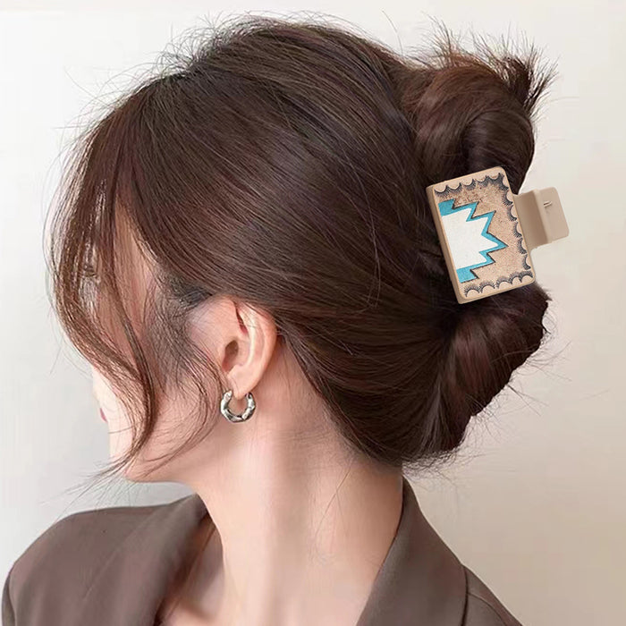 Wholesale Western Style Medium Leather Hairpin Sunflower Shark Clip Women' s Grab Clip