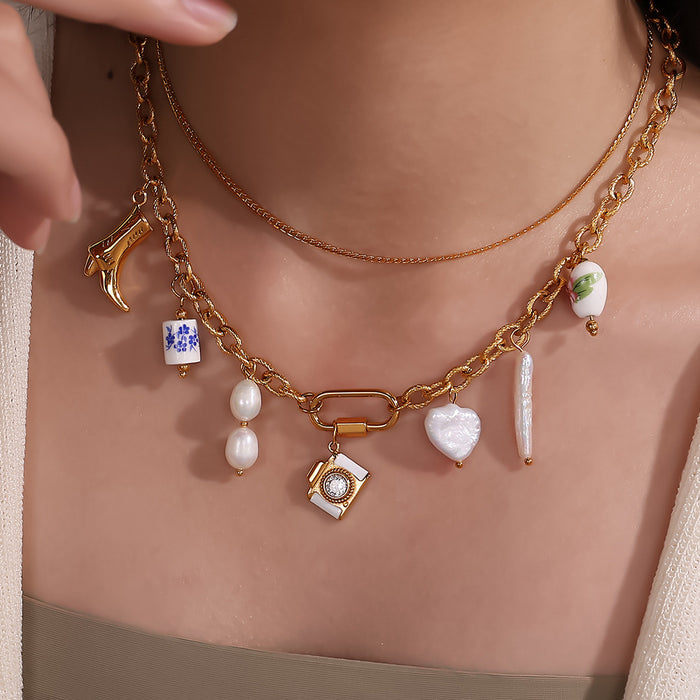 Wholesale Pendant Marine Series Small Fish Starfish Pearl Stainless Steel