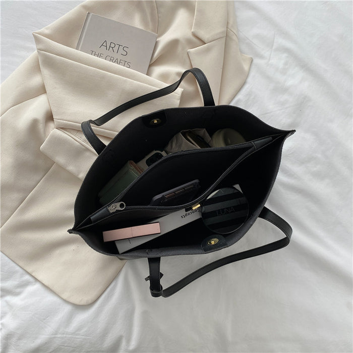 Wholesale Simple large capacity soft leather tote bag, casual versatile shoulder bag