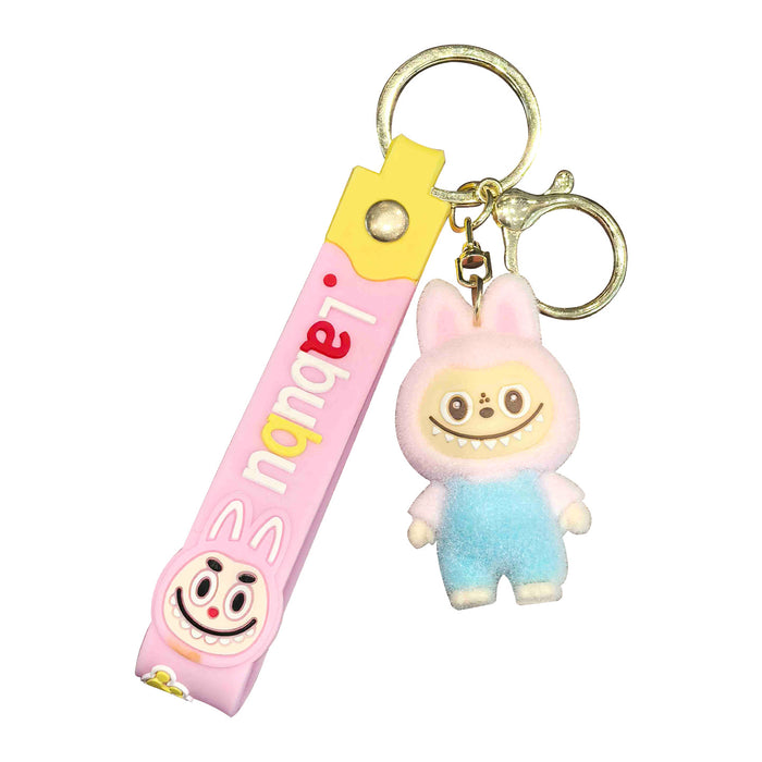 Wholesale Cartoon flocking overalls pull cloth keychain little sheep new cute doll