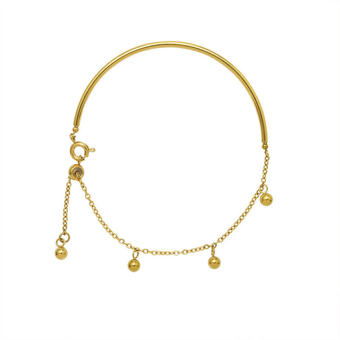 Wholesale half-ed jewelry buckle round wire steel ball tassel bracelet titanium steel plated 18k gold women' s jewelry