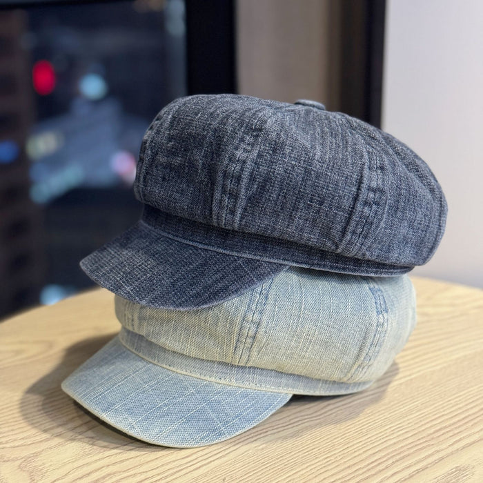 Wholesale New retro washed denim beret octagonal hat fashionable hat