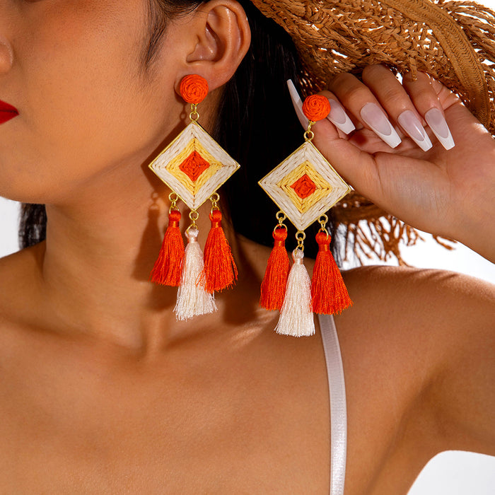 Wholesale Weaving flower earrings for vacation style earrings