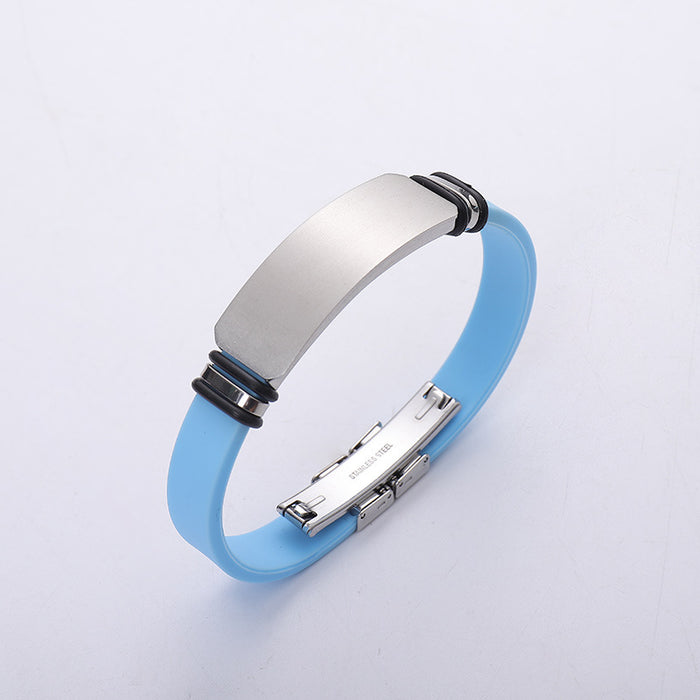 Wholesale Titanium steel personalized engraved sports basketball men's bracelet, silicone stainless steel couple bracelet