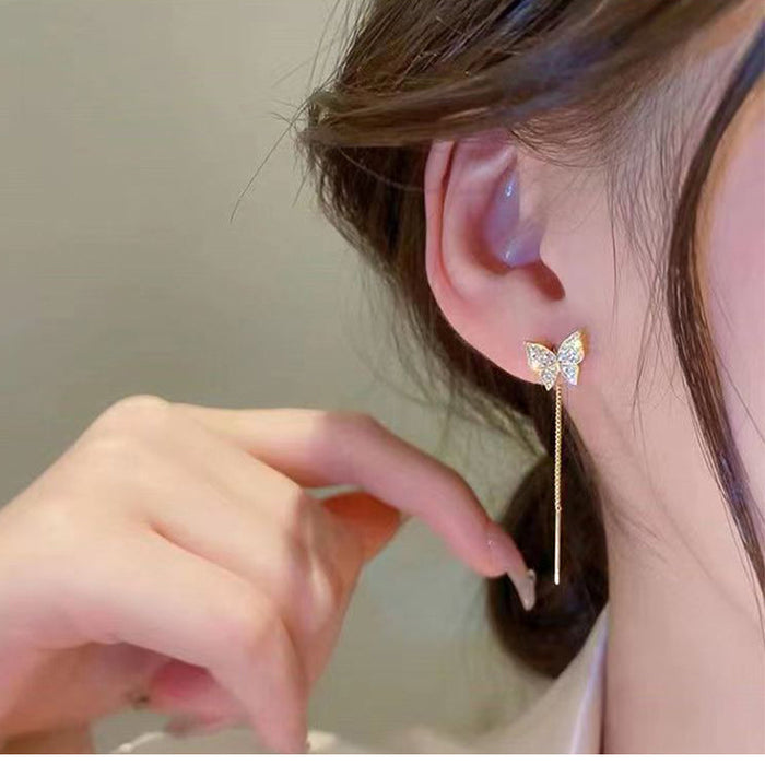 Wholesale Versatile and exquisite temperament, full diamond butterfly zirconium earrings with a design sense and earrings