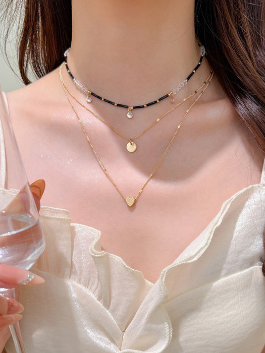 Wholesale Trendy Water Wave Star Necklace Copper Silver Electroplated Fashion Jewelry Accessory