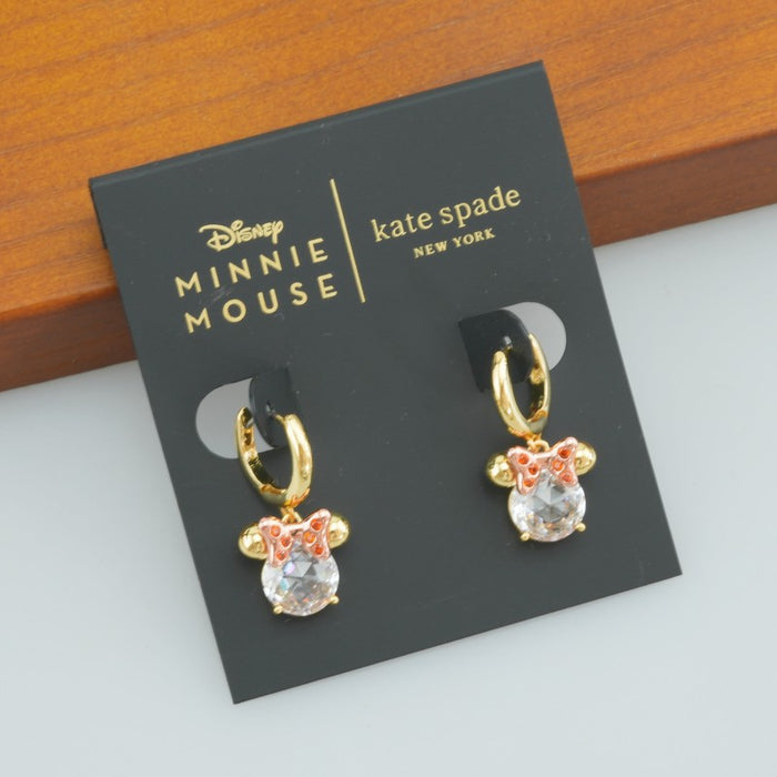 Wholesale   jewelry  earrings earrings brass plated gold inlaid zircon cute