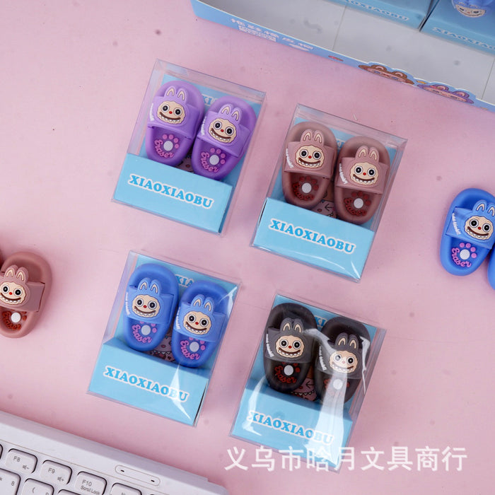 Wholesale Cute Slipper Eraser 2-Pack Fun Creative Mini Pencil Eraser for Students Casual Stationery