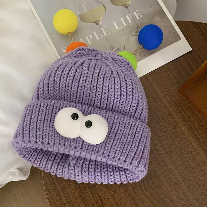 Wholesale Cartoon Big Eyes Small Monster Wool Hat for Children Autumn and Winter Cute Cute Funny Couple Knitted Hat