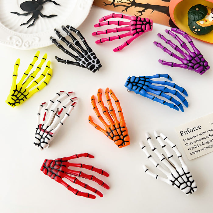 Wholesale Halloween skull Harajuku hand bone hairpin personality funny party side clip festival atmosphere ghost hand top clip hair accessories
