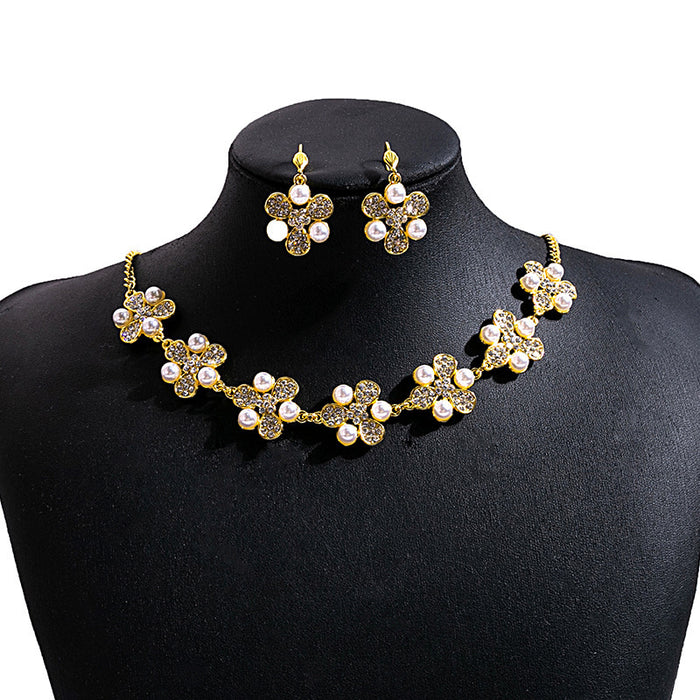 Wholesale Bohemian Turquoise Fringe Earrings and Necklace Set Alloy Jewelry