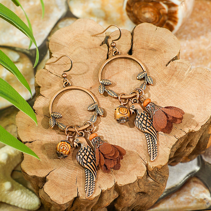 Wholesale Bohemian Dreamcatcher Tassel Earrings and Wooden Pendant Necklace Set