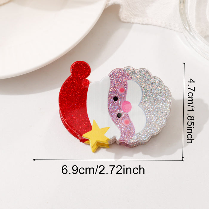 Wholesale Christmas Santa Snowman Tree Glitter Hair Claw Clip For Women Kids Fashion Accessory Boutique Resale