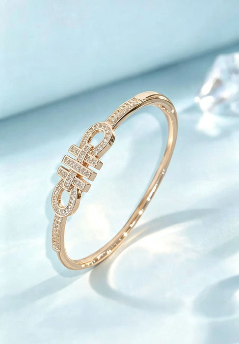 Wholesale Minimalist Zircon Bracelet For Women Gold Plated Copper Jewelry Accessory Trendy Everyday Wear Boutique Resale