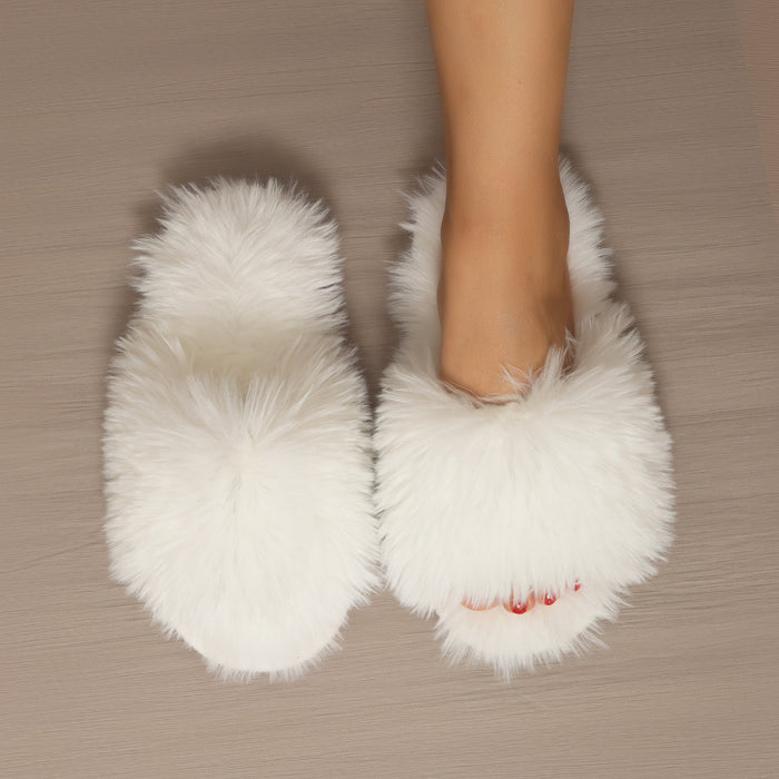 Wholesale Cotton slippers winter long fur slippers ladies indoor fur slippers spring and autumn new style furry winter