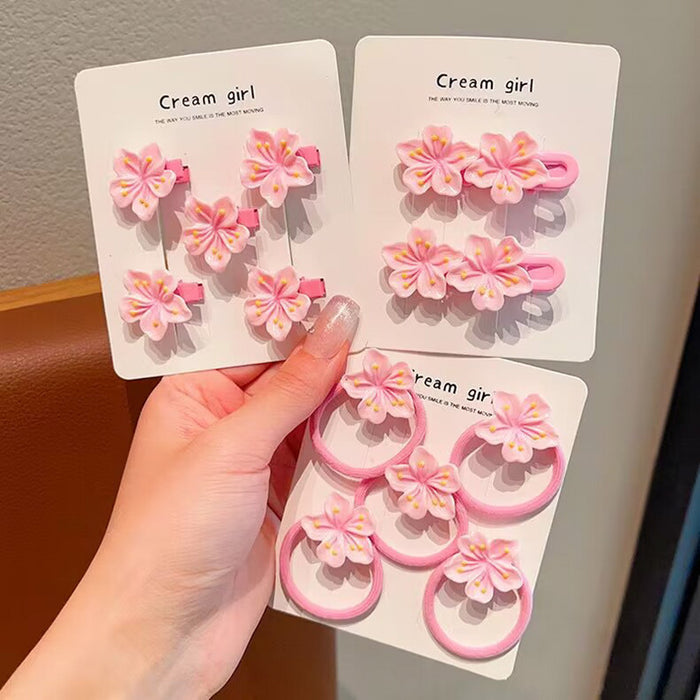 Wholesale Plastic Cherry Blossom Hair Clips Set Spring Floral Hair Accessories for Girls