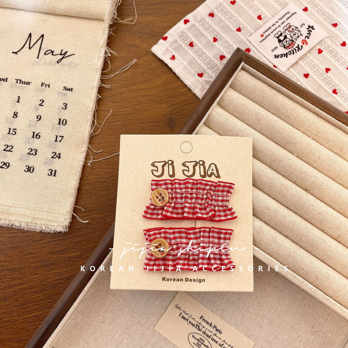 Wholesale New handmade fabric floral hair clip, cute apple cherry floral hair clip, versatile plaid hair accessory