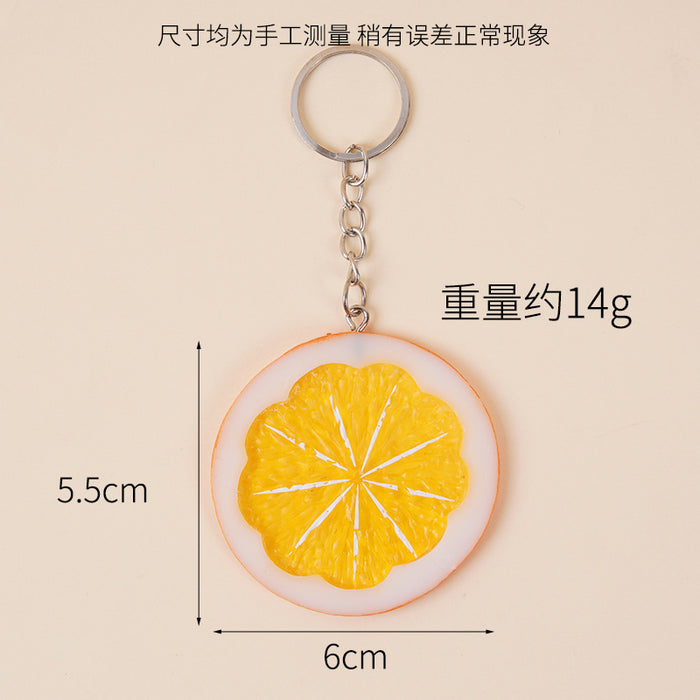 Wholesale Lemon Slice Simulated Fruit PVC Keychain Charm Fashion Bag Accessory MOQ≥2