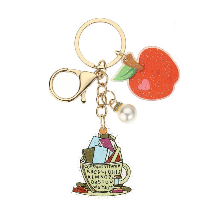 Wholesale Acrylic Pearl Apple Keychain