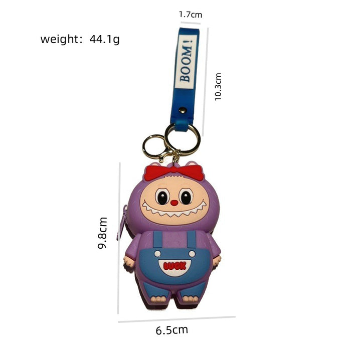 Wholesale Creative overalls-shaped cartoon character coin purse silicone keychains