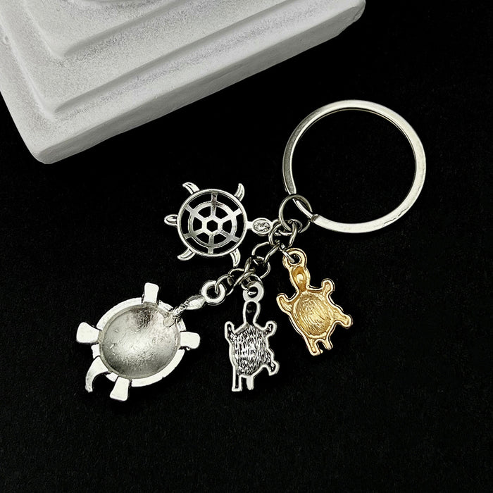 Wholesale Crossed Legs Turtle Alloy Keychain JDC-KC-LuNeng010