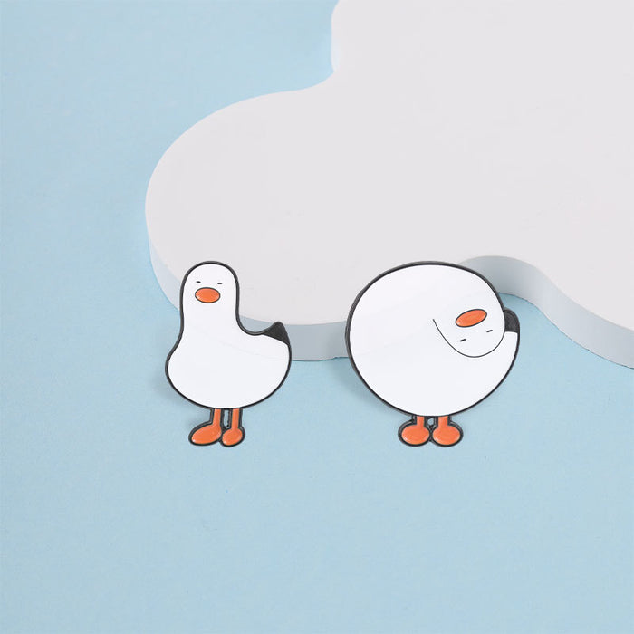 Wholesale Trendy Cartoon White Goose Brooch Pin Cute Zinc Alloy Enamel Badge Everyday Fashion Accessory