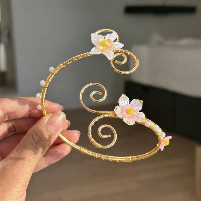 Wholesale Floral Design Pearl Open Cuff Bracelet Accessory for Wedding Party Gift Boutique