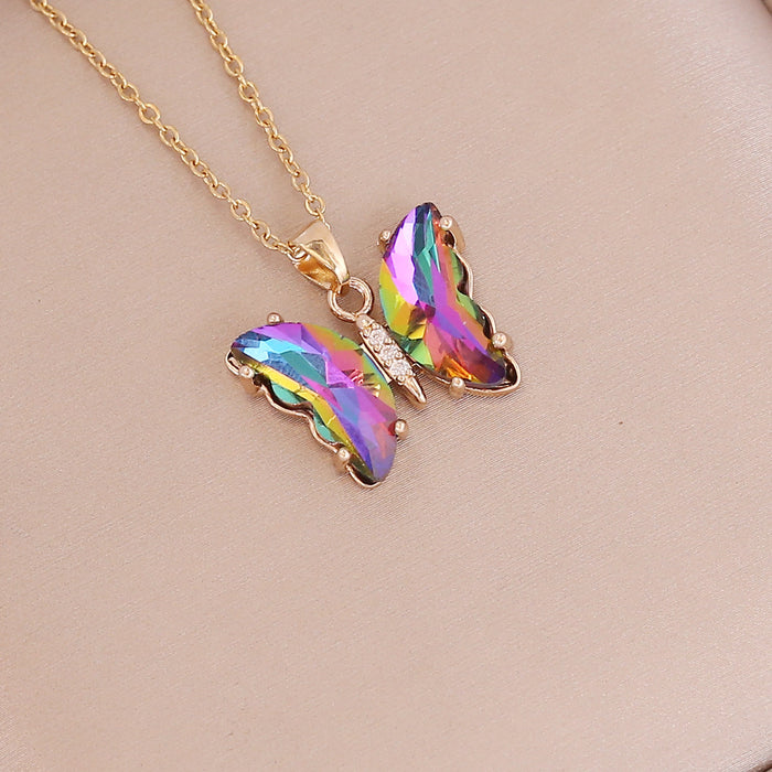 Wholesale Gradient butterfly necklace, women's fashionable stainless steel necklace, personalized collarbone chain