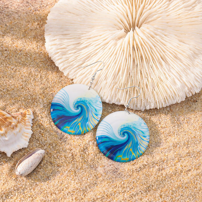 Wholesale Ocean Theme Acrylic Drop Earrings Turtle Starfish Pattern Boutique Jewelry