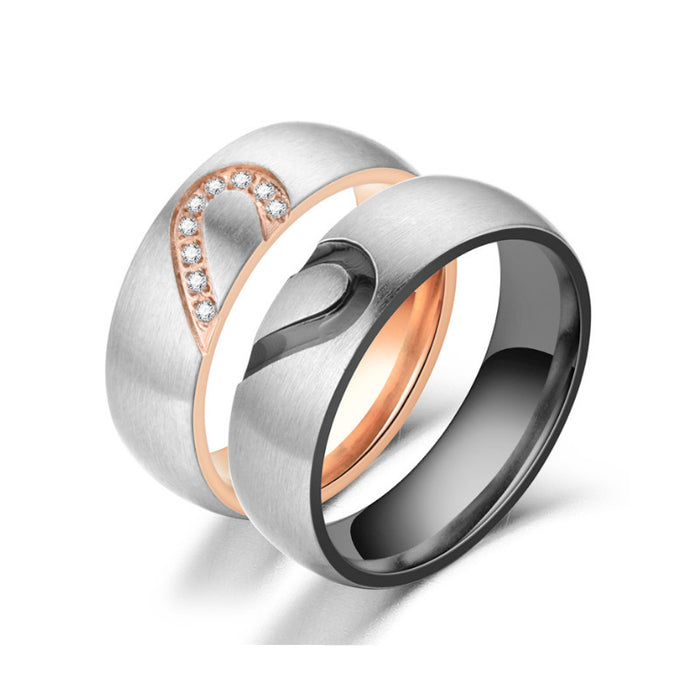 Wholesale Stainless steel heart-shaped fashionable micro inlaid ring