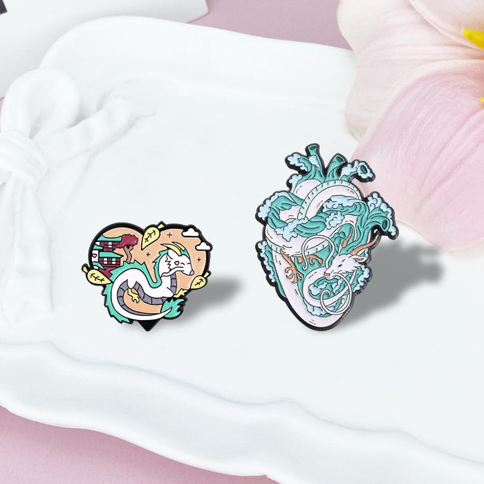Wholesale Cartoon Blue Heart Enamel Brooch Zinc Alloy Fashion Pin Resale Decorative Accessory MOQ≥2