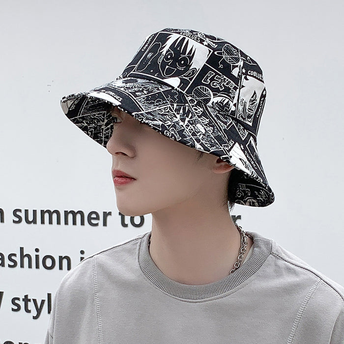 Wholesale Summer Hat Anime Printed Fisherman Hat Men's and Women's Travel Casual Basin Hat Sunscreen Sunshade Hat