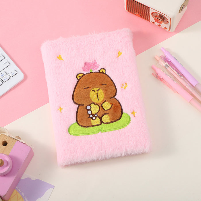 Wholesale Plush Hardcover Pocket Book Cute Cartoon Bear Plush Book Small Notebook Portable Notepad