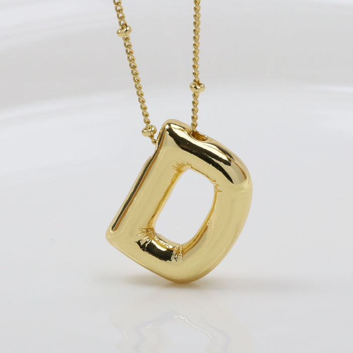 Wholesale 2PCS 18k Brass Glossy Balloon 26 English Letter Necklace JDC-NE-BaiYi006