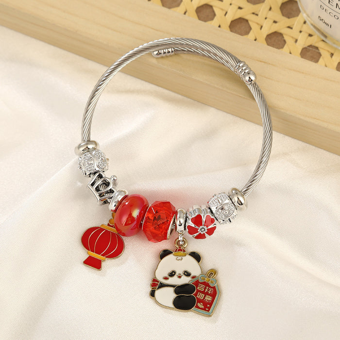Wholesale Stainless Steel Panda Bracelet Travel Souvenir Fashion Accessory MOQ≥2