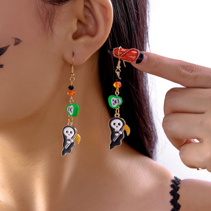 Wholesale  earrings creative pumpkin bat skull rhinestone acrylic earrings exquisite diamond ghost earrings