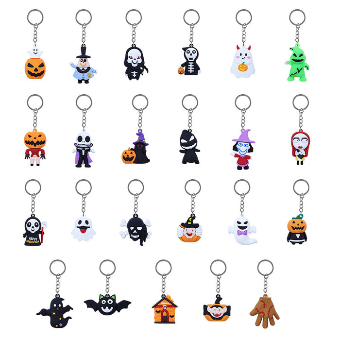 Wholesale  Pumpkin Ghost 3D PVC Keychain Doll DIY Party Bag Charm Keychain  MOQ:10