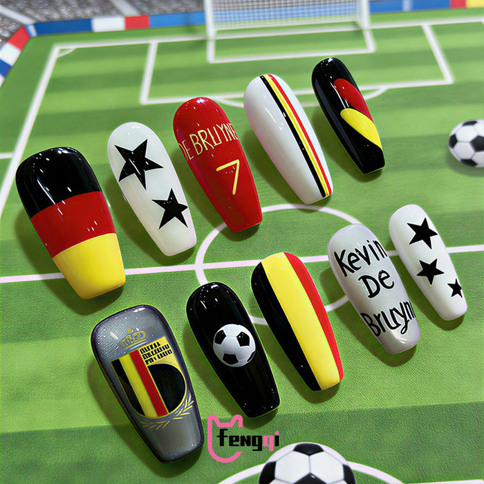 Wholesale 3pcs World Cup Stylish European American Fake Nails Party Nail Art Accessory