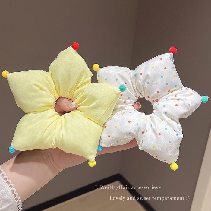 Wholesale Cute five pointed star and colorful polka dot patterned sponge hair scrunchies