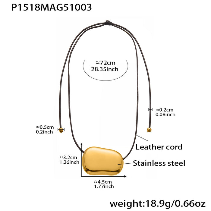 Wholesale Heart-shaped leather cord long irregular geometric pendant sweater chain niche stainless steel necklace