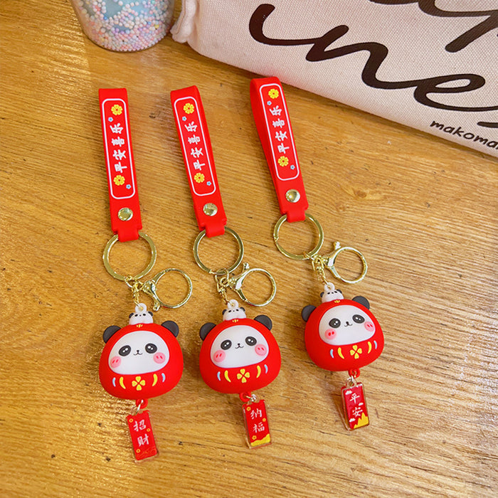 Wholesale Panda Cute 3D Doll Silicone Keychain JDC-KC-MingT128